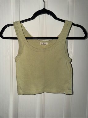 Billabong Pale Green Ribbed Crop Tank
